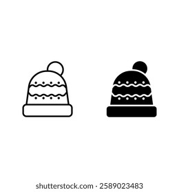 Winter hat icon set color editable