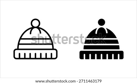 Winter hat icon set, linear winter beanie hat icons, vector illustration on white background
