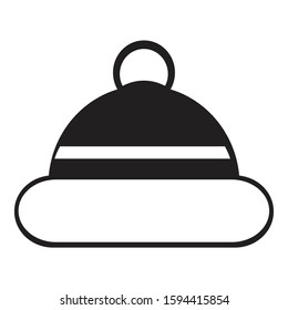 Winter Hat Icon Silhouette. Vector Illustration. Flat Cartoon Style.