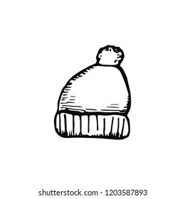 winter hat icon. sketch isolated object.