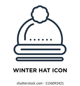 Winter hat icon vector isolated on white background, Winter hat transparent sign , thin symbols or lined elements in outline style