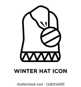 Winter hat icon vector isolated on white background, Winter hat transparent sign , linear symbol and stroke design elements in outline style