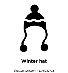 Winter hat icon vector isolated on white background, logo concept of Winter hat sign on transparent background, filled black symbol