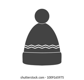 Winter hat icon. Vector knitted hat.  Wool hat vector design