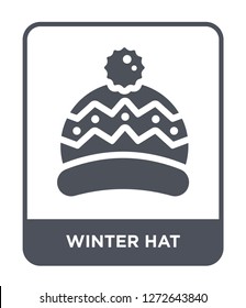 winter hat icon vector on white background, winter hat trendy filled icons from Autumn collection, winter hat simple element illustration