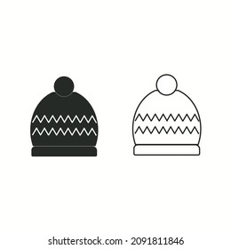 Winter hat icon. Vector in simple flat design, outline.
