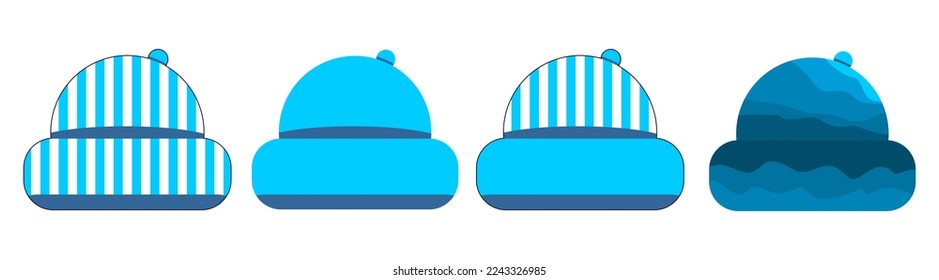 Winter hat icon  Vector in simple flat design  outline  Knitting wool beanie and pom poms isolated white background  Illustration for graphic  web  logo  app  UI  Outerwear symbol 