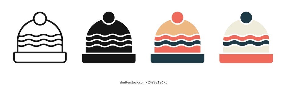 winter hat iconicon vector collection in outlined and solid style
