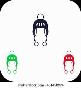 Winter hat Illustration set. Blue, green, red icon.