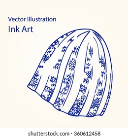 Winter hat. Ink vector illustration