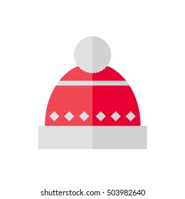 Winter hat isolated icon on white background. Flat vector illustration design. 