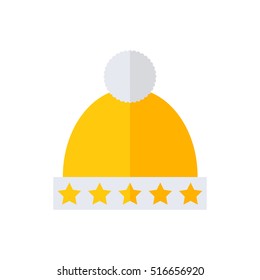 Winter hat isolated icon on white background. Flat vector illustration design. 
