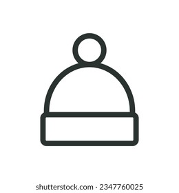 Winterhut einzeln auf Ikone mit Pampelmuse, Vektorsymbol mit bearbeitbarem Hub