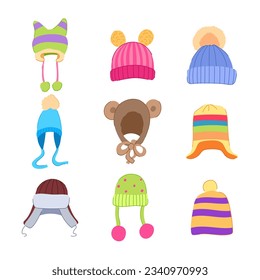 winter hat kid set cartoon. child scarf, cap girl, clothes cute winter hat kid sign. isolated symbol vector illustration