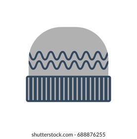 Winter hat. Knit winter hat icon isolated on white background. Woolen warm headwear vector illustration

