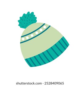 Sombrero de invierno. Ropa de punto, gorra, ropa para el Clima frío. Vector aislado sobre fondo blanco