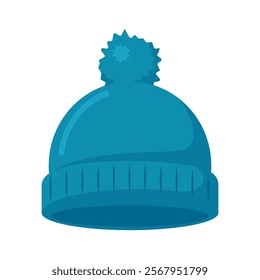 Winter hat. Knitting headwear for cold weather. Vector