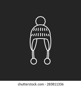 winter hat line icon