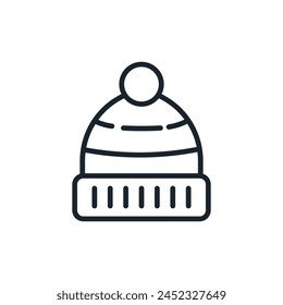 Winter hat line icon. Beanie. Isolated vector illustration