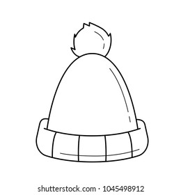 Winter hat line icon isolated on white background. Vector line icon of winter hat with pompon for infographic, website or app.