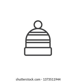 Winter hat line icon. linear style sign for mobile concept and web design. Knitted hat cap with pom pom outline vector icon. Symbol, logo illustration. Pixel perfect vector graphics