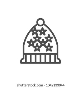 Winter hat line icon, outline vector sign, linear style pictogram isolated on white. Symbol, logo illustration. Editable stroke