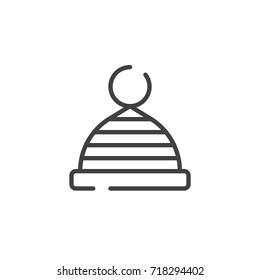 Winter hat line icon, outline vector sign, linear style pictogram isolated on white. Symbol, logo illustration. Editable stroke