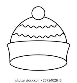 Winter hat line icon. Vector illustration isolated on white background
