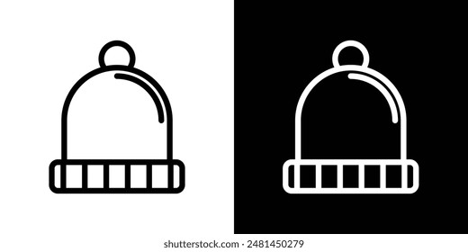 Winter hat line icon vector illustration set.