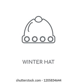 Winter hat linear icon. Winter hat concept stroke symbol design. Thin graphic elements vector illustration, outline pattern on a white background, eps 10.