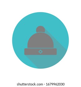 Winter hat long shadow icon. Simple glyph, flat vector of web icons for ui and ux, website or mobile application