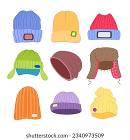 winter hat man set cartoon. clothes scarf, accessory warm, male style winter hat man sign. isolated symbol vector illustration