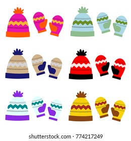 Winter Hat and Mittens Graphic Vector Art