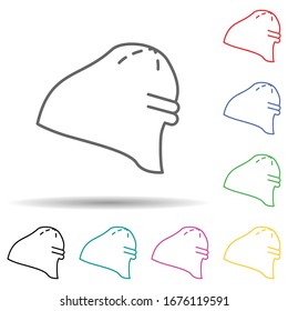 Winter hat multi color set icon. Simple thin line, outline vector of hats icons for ui and ux, website or mobile application