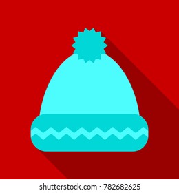 Winter hat on winter backdrop. Holiday card template. Retro style for Christmas and New Year design.
