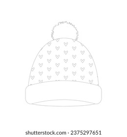 Winter hat. Outline drawing. Coloring.