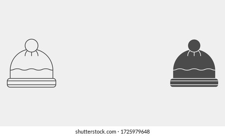 Winter hat outline and filled vector icon sign symbol