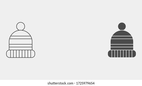 Winter hat outline and filled vector icon sign symbol