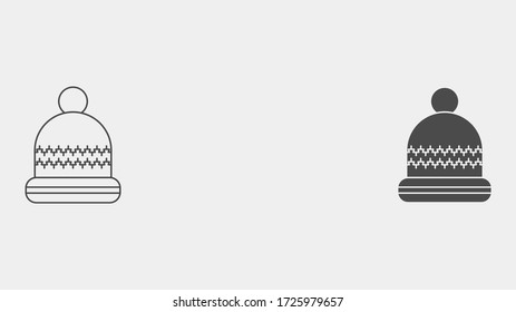 Winter hat outline and filled vector icon sign symbol