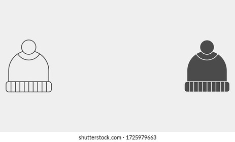Winter hat outline and filled vector icon sign symbol