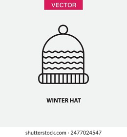 Winter hat outline icon. Beanie Cap simple flat trendy style illustration on white background..eps