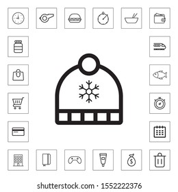 Winter hat outline icon illustration isolated vector sign symbol