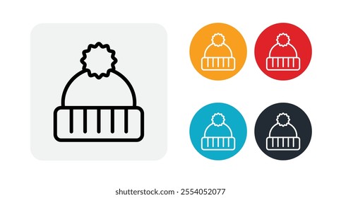 Winter hat outline icon illustration isolated vector sign symbol