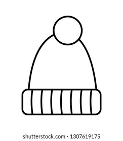 Winter hat outline icon vector illustration on white background eps 10