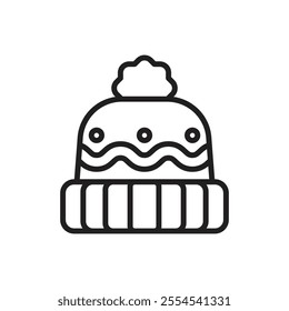 Winter Hat Outline Icon Vector Illustration