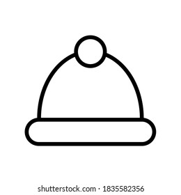 winter hat outline vector icon. hat icon for web, mobile apps and ui design. Clothes illustration isolated on white background.