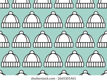 Patrón de sombrero de invierno sobre un fondo azul