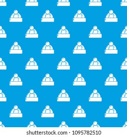Winter hat pattern vector seamless blue repeat for any use