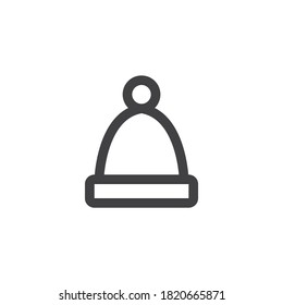 Winter hat with pom pom line icon. linear style sign for mobile concept and web design. Beanie hat outline vector icon. Symbol, logo illustration. Vector graphics