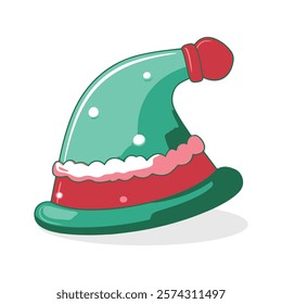 winter hat with a pom-pom on top. Illustration of a striped